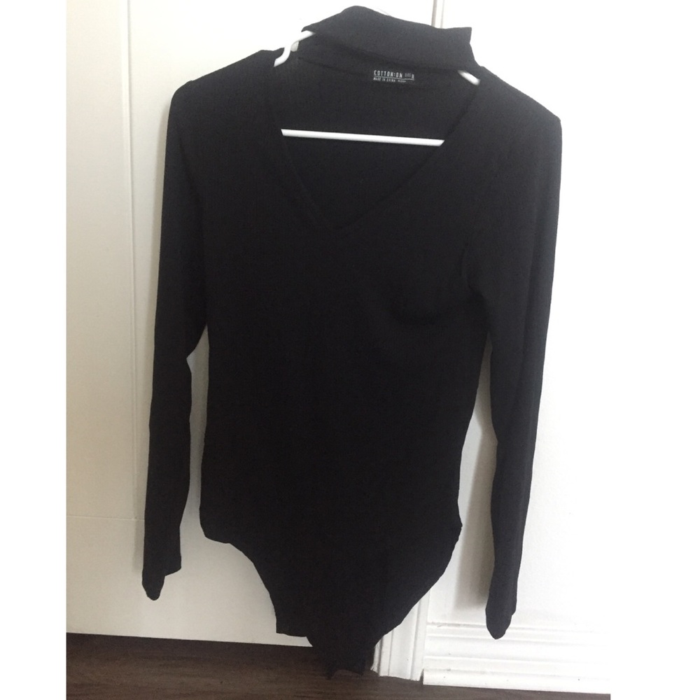 NWOT Cotton On ribbed black Bodysuit choker CUTE